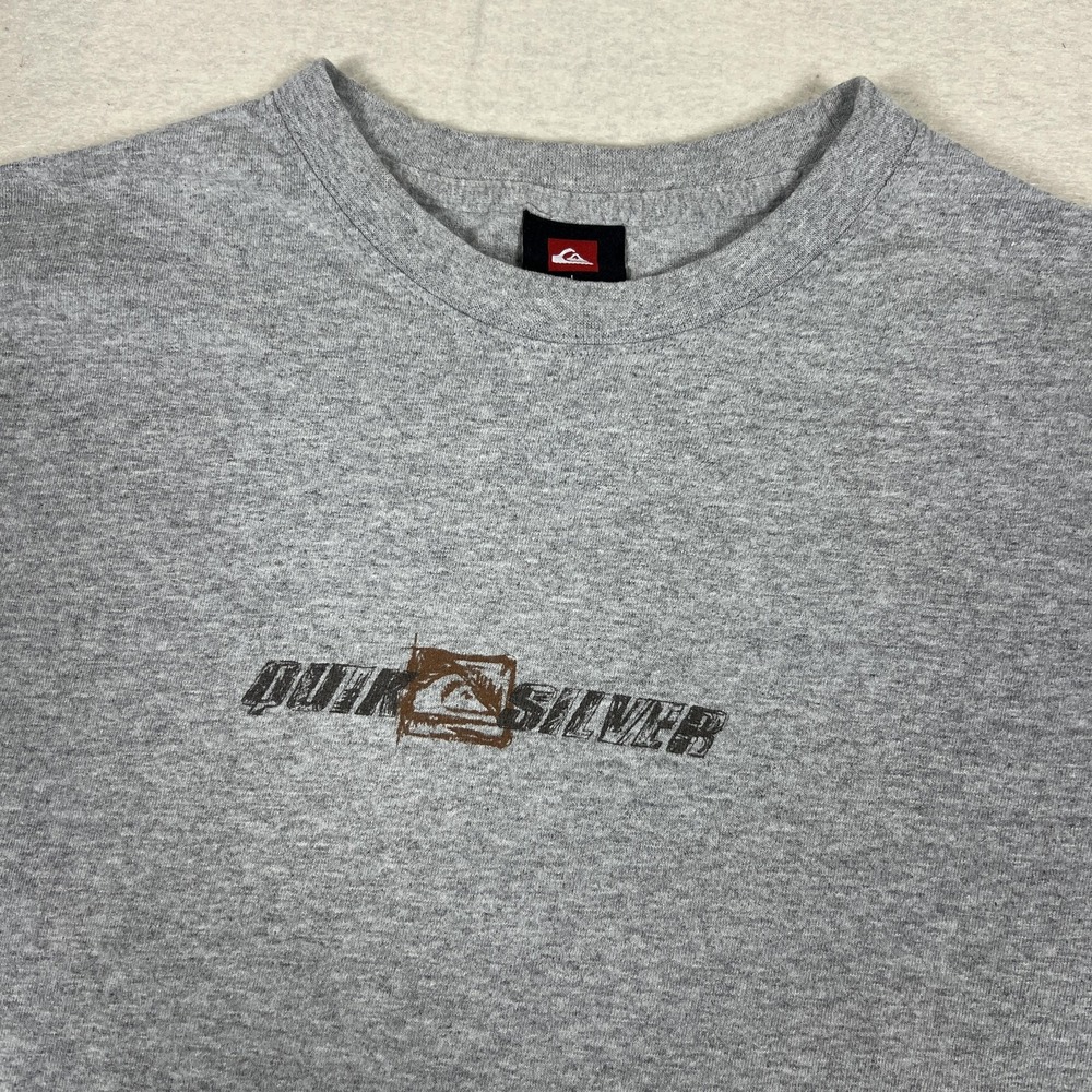 Y2K Quiksilver Shirt Mens L Gray Boardriding Double Sided Graphic‎ Surf Vintage